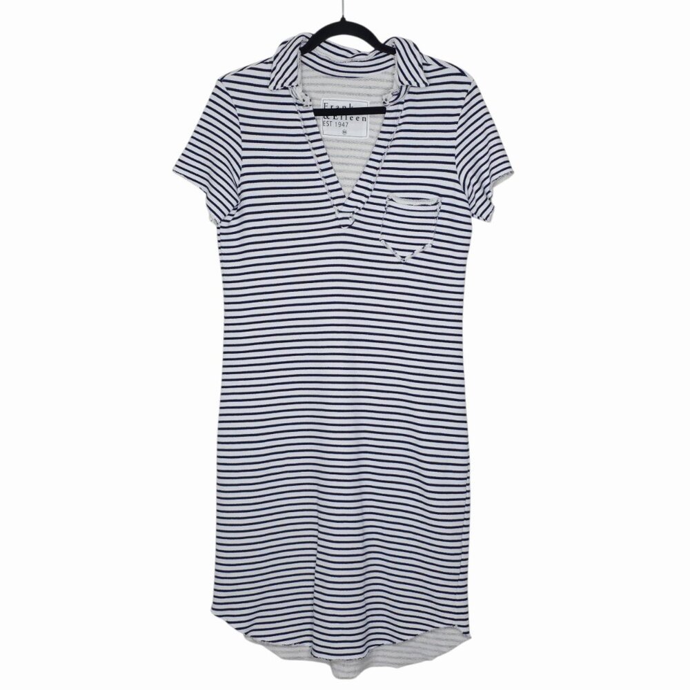Frank & Eileen Lauren Polo Mini Dress Navy French Stripe Triple Fleece Size XS - Picture 3 of 11